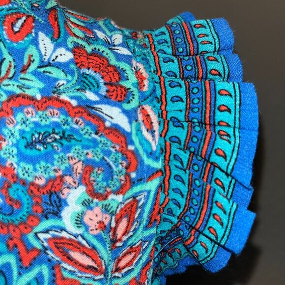 J. JILL COASTAL RUFFLES Midi Dress Royal Blue Paisley Print - New with Tags - S - Picture 10 of 16